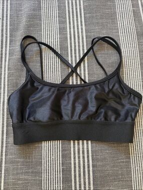Black Strappy Sports Bralette with Crossback Support